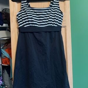 Black and White Striped Lands’ End Swim Dress